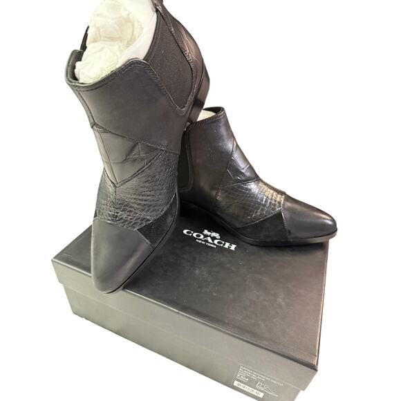 Coach Suffolk Patchwork Bootie Genuine snakeskin and semi-matte Calf Leather New - Picture 4 of 8